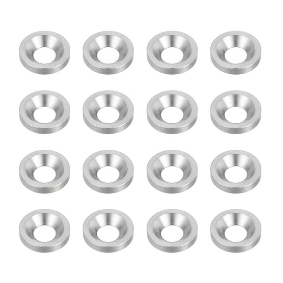 Uxcell 16 Pcs M6 Finish Countersunk Washer, 3x16mm 304 Stainless Steel Counterbore Head Washers Gaskets Shim for Mechanical Accessories Parts, Silver