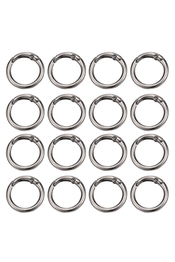 16 Pcs Metal Spring O Rings, 1"/26mm Trigger Spring O Ring Round Clips Snap Hooks Barrel Plating for Keyring Buckle Keychains Bag Charm Purse Handbag Strap DIY Craft, Dark Gray