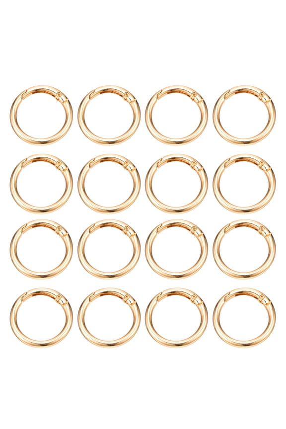 16 Pcs Metal Spring O Rings, 1.3"/32mm Trigger Spring O Ring Round Clips Snap Hooks Barrel Plating for Keyring Buckle Keychains Bag Charm Purse Handbag Strap DIY Craft, Pale Gold