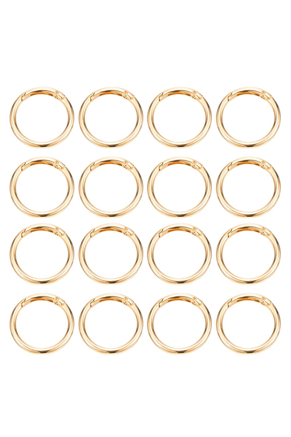 16 Pcs Metal Spring O Rings, 1.5"/39mm Trigger Spring O Ring Round Clips Snap Hooks Rack Plating for Keyring Buckle Keychains Bag Charm Purse Handbag Strap DIY Craft, Pale Gold