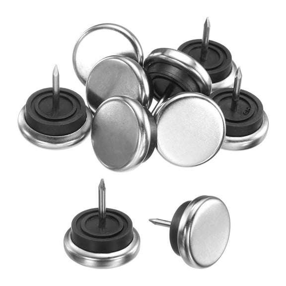 Uxcell 16 Pcs Nail-on Furniture Sliders, 1-1/16"(27mm) Iron Round Furniture Pads, Silver