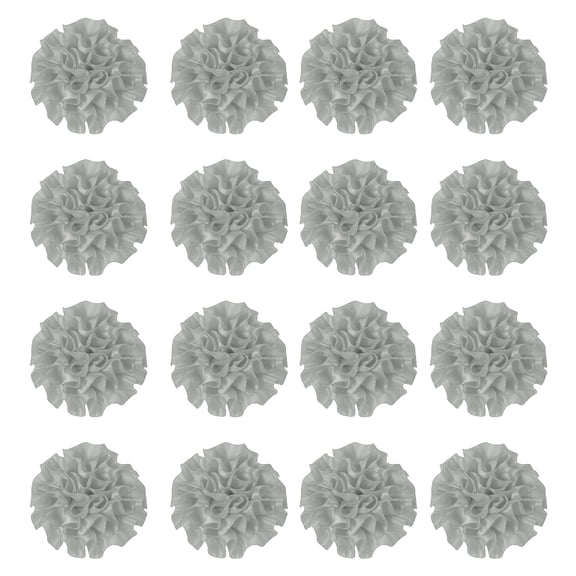 Uxcell 16 Pcs Ribbon Peony, 2 Inch Lapel Pin for Men Satin Ribbon Flower Peony Artificial Fabric Flowers for DIY Crafting Accessories Sewing Wrapping Wedding Gift Decoration, Gray
