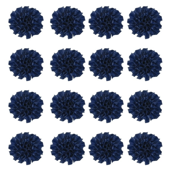 Uxcell 16 Pcs Ribbon Peony, 2 Inch Lapel Pin for Men Satin Ribbon Flower Peony Artificial Fabric Flowers for DIY Crafting Accessories Sewing Wrapping Wedding Gift Decoration, Navy Blue