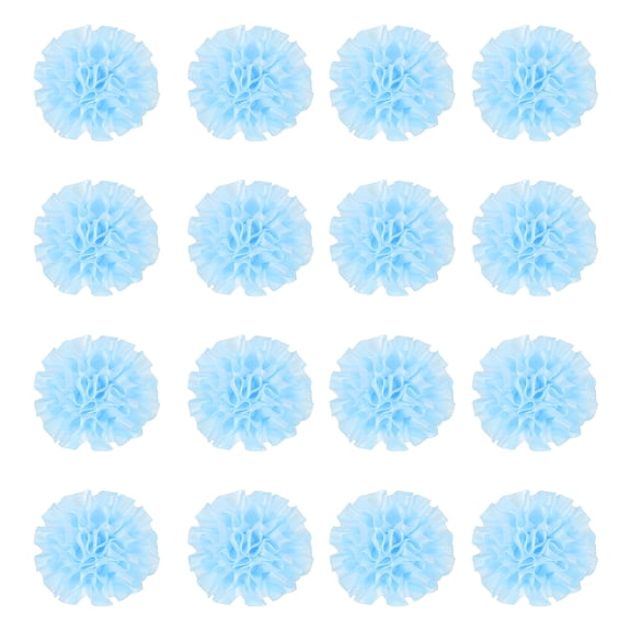 Uxcell 16 Pcs Ribbon Peony, 2 Inch Lapel Pin for Men Satin Ribbon Flower Peony Artificial Fabric Flowers for DIY Crafting Accessories Sewing Wrapping Wedding Gift Decoration, Light Blue