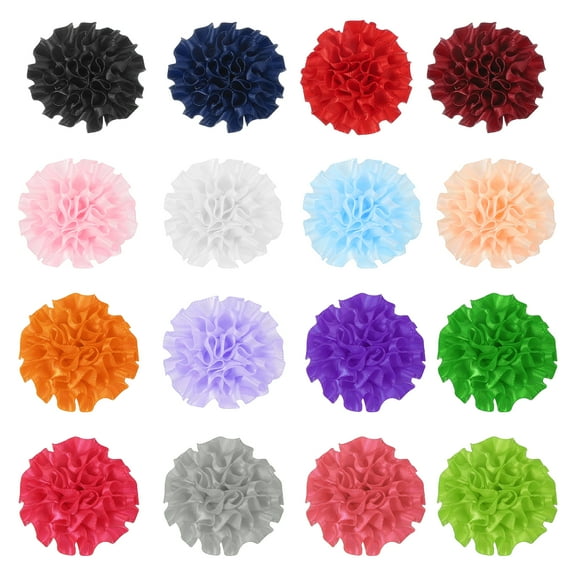 Uxcell 16 Pcs Ribbon Peony, 2 Inch Lapel Pin for Men Satin Ribbon Flower Peony Artificial Fabric Flowers for DIY Crafting Accessories Sewing Wrapping Wedding Gift Decoration, Multicolored