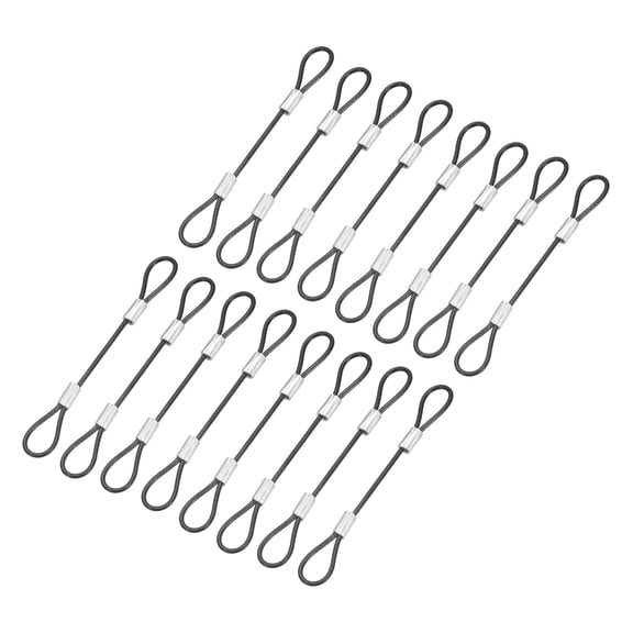 Uxcell 16 Pcs Security Cable Lock - Double Loop Cable (0.33 ft x 0.08 Inch) Vinyl Coated 304 Stainless Steel Safety Flexible Wire Rope Luggage Bike Anti-Theft Security Chain Lock, Black
