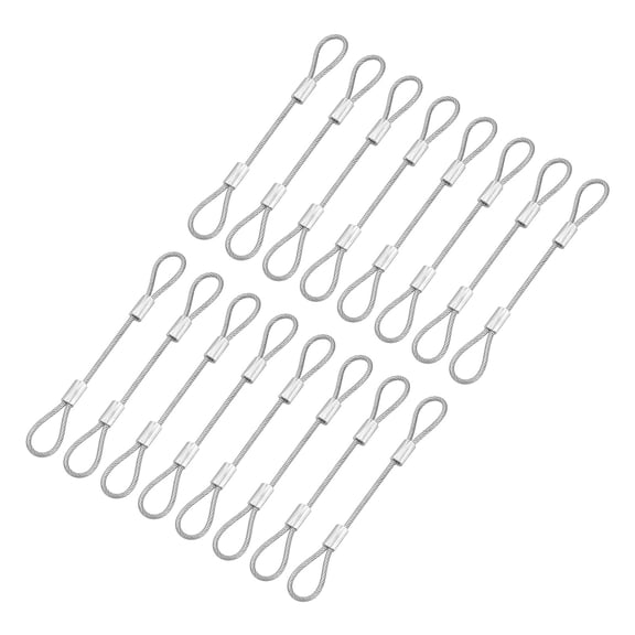 Uxcell 16 Pcs Security Cable Lock - Double Loop Cable (0.33 ft x 0.08 Inch) Vinyl Coated 304 Stainless Steel Safety Flexible Wire Rope Luggage Bike Anti-Theft Security Chain Lock, Silver