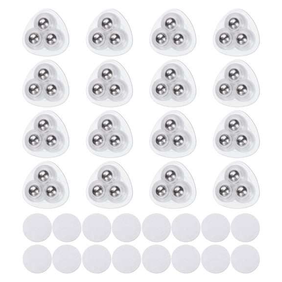 Uxcell 16 Pcs Self Adhesive Caster Wheels, 360 Rotation(Clear, 3 Steel Rolling Ball)