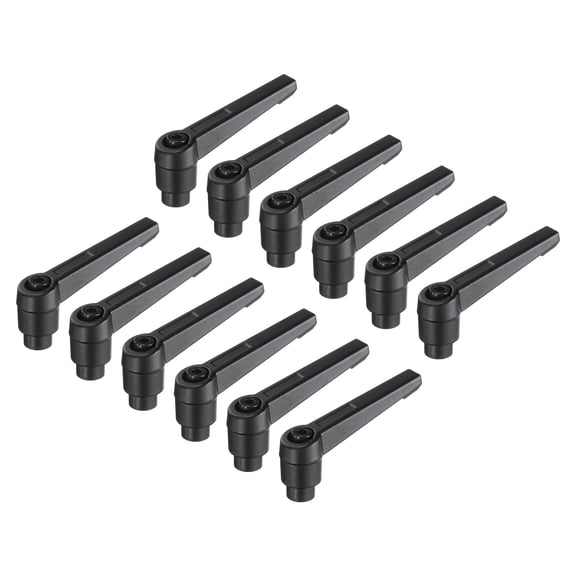 Uxcell 16 Pieces Clamping Lever Adjustable Handles M6 Metric Female Thread Level Adjustable Knobs Black