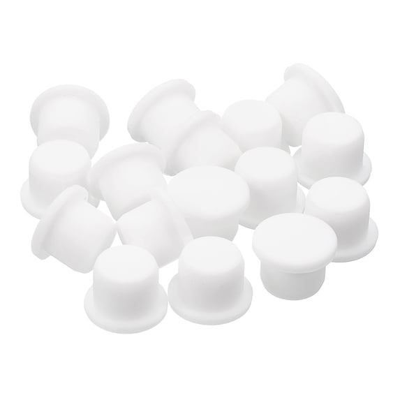 Uxcell 16Pcs White Rubber Stopper, 14mm Plug Holes for 13.5-13.8mm/0.53-0.54" Hole