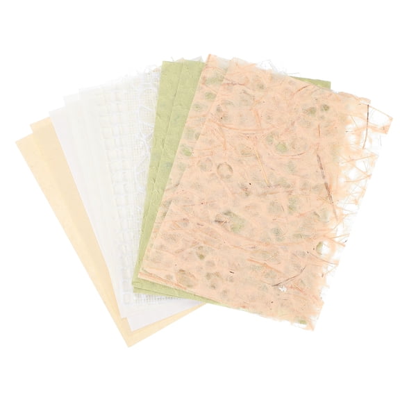 Uxcell 16 Sheets Textured Scrapbook Paper, Mixed Special Paper Mesh Fabric Assorted Set for Scrapbooking Junk Journal Card DIY Materials Collage Card Embellishments Supplies, White/Orange/Green