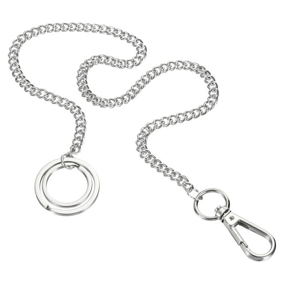 Uxcell 16" Wallet Chain with Keyrings Clasp Metal Belt Loop Clip, Silver