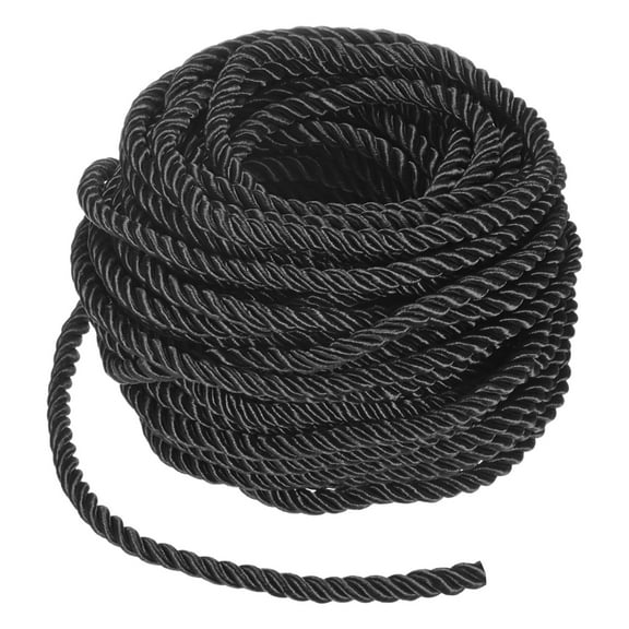 Uxcell 16 Yards Soft Twisted Rope Trim, 5 mm/0.2 in Black Polyester Twisted Silk Rope Cord for DIY Craft