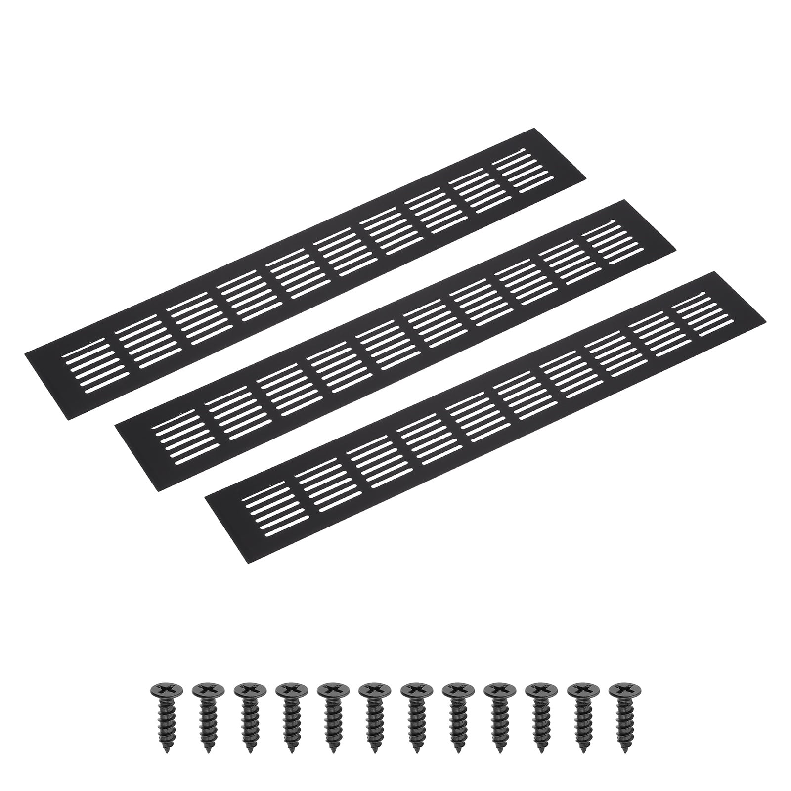 Uxcell 16 x 2.4" Rectangle Ventilation Grille 3Pcs Aluminum Air Vent Cover Black