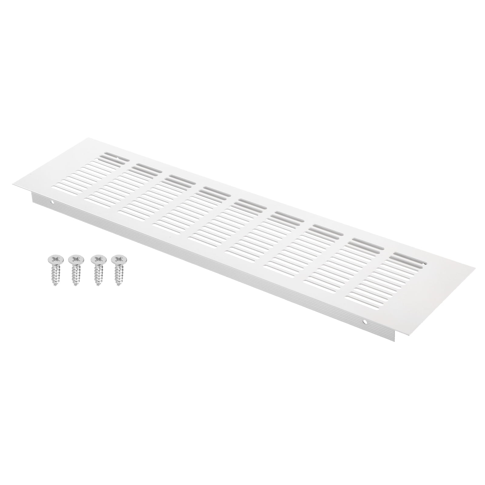 Uxcell 16 x 4 Inch Door Air Vent Cover, 1 Set Heavy Duty Aluminum Grille Ventilation Cover Louvered with 4 Mounting Screws for Cabinet Wardrobe Door, Grey