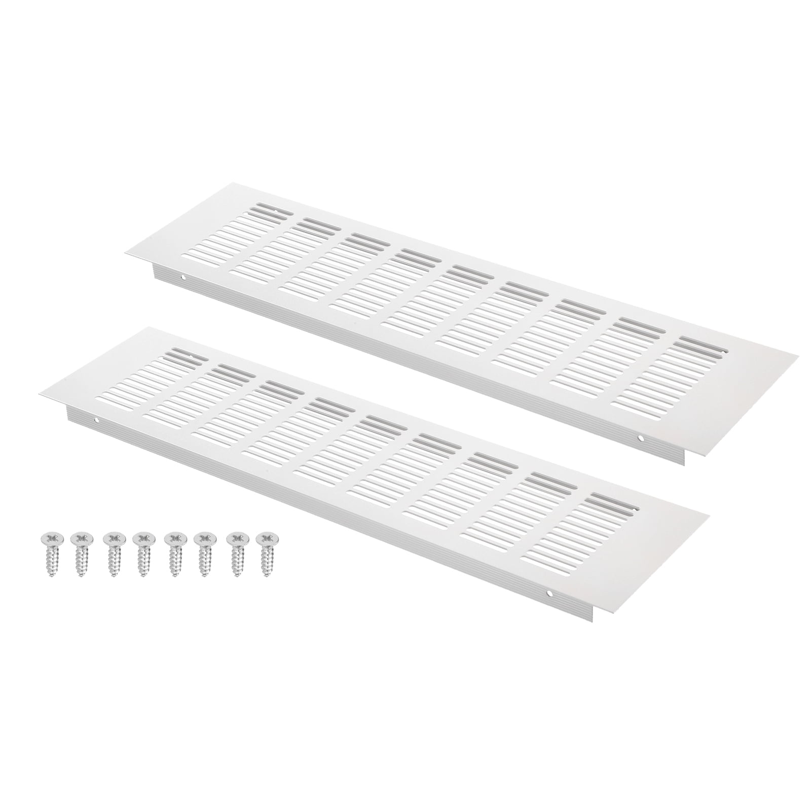 Uxcell 16 x 4 Inch Door Air Vent Cover, 2 Set Heavy Duty Aluminum Grille Ventilation Cover Louvered with 8 Mounting Screws for Cabinet Wardrobe Door, Grey