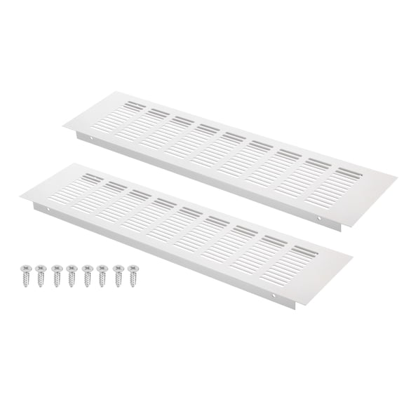 Uxcell 16 x 4 Inch Door Air Vent Cover, 2 Set Heavy Duty Aluminum Grille Ventilation Cover Louvered with 8 Mounting Screws for Cabinet Wardrobe Door, Grey