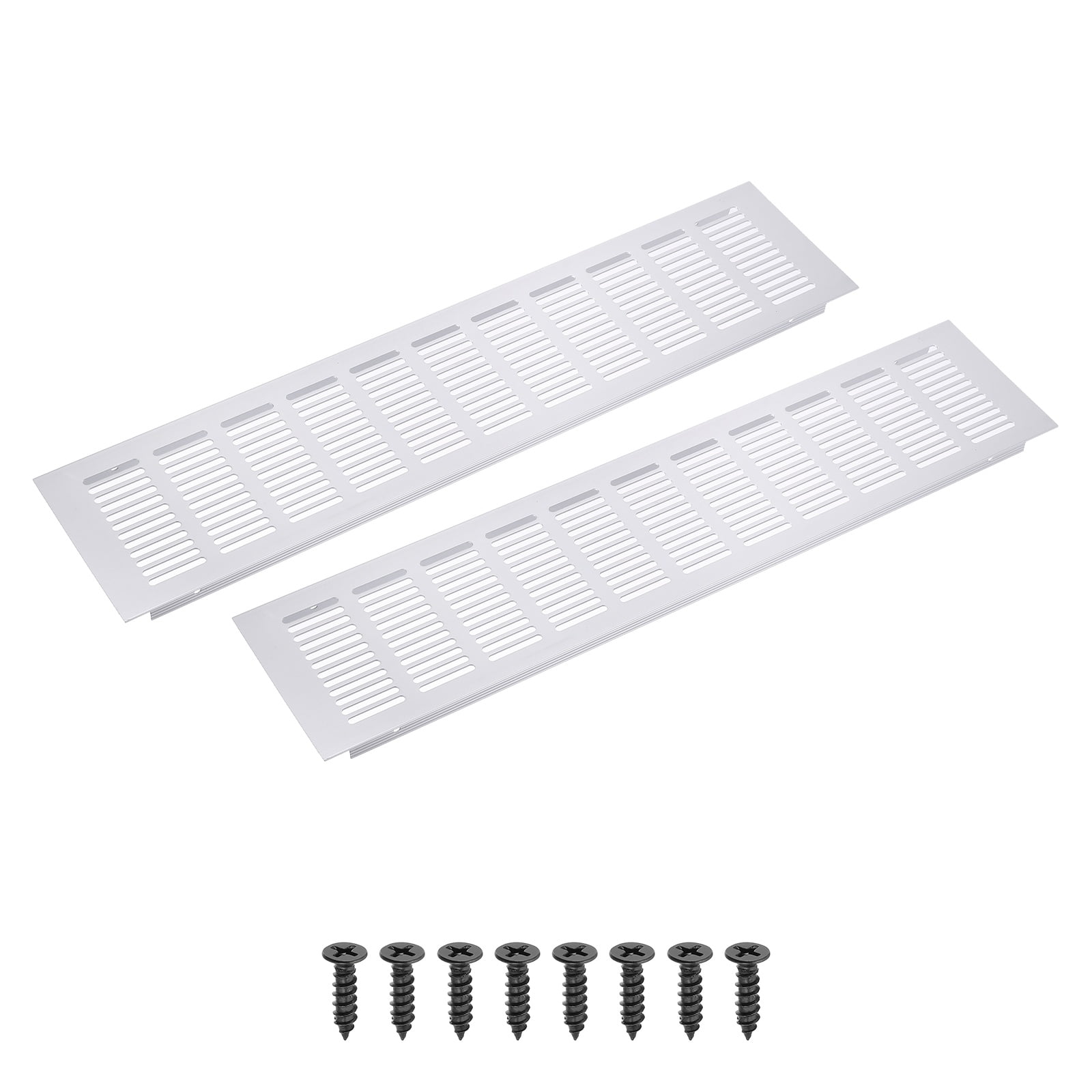 Uxcell 16 x 4" Rectangle Ventilation Grille 2Pcs Aluminum Air Vent Cover Silver