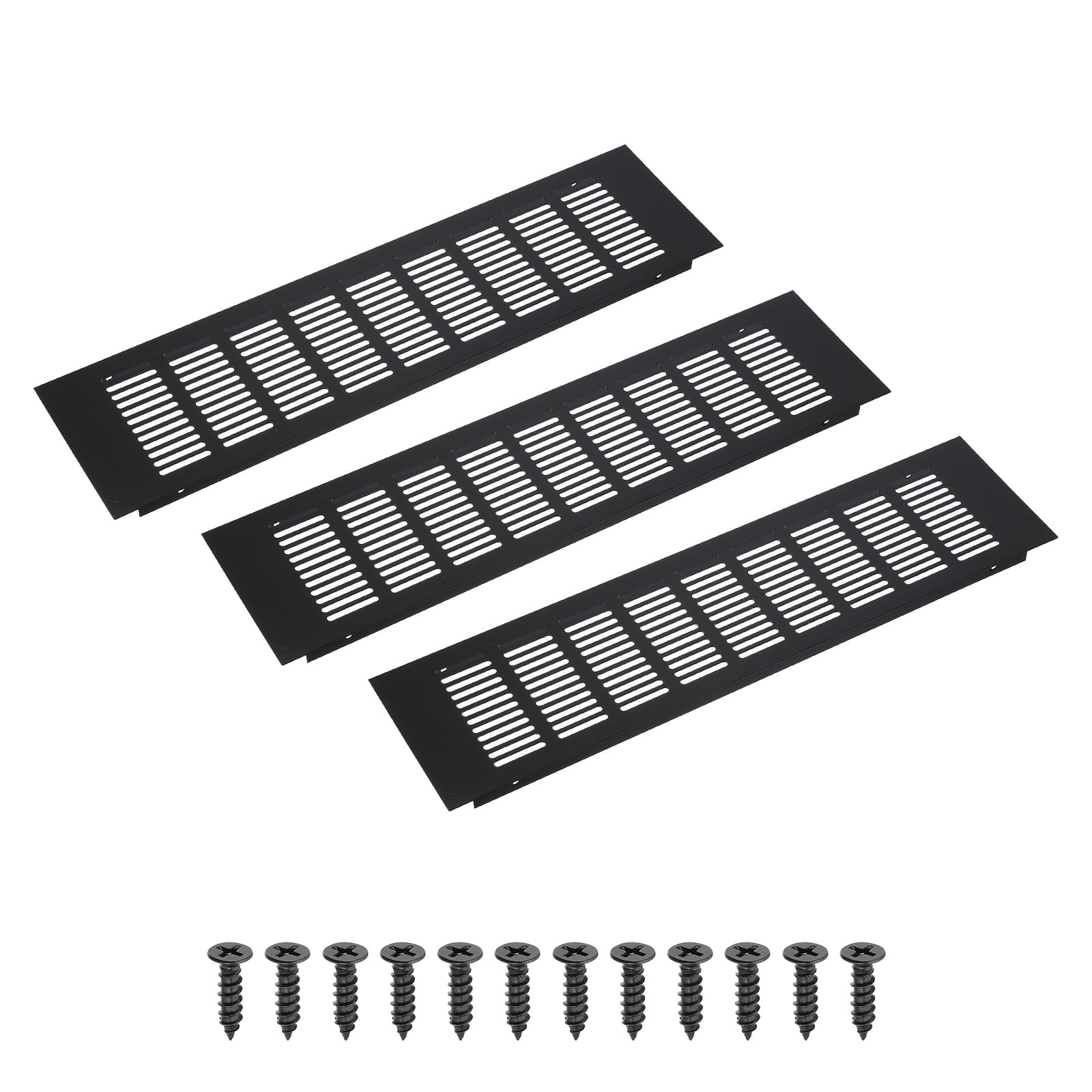 Uxcell 16 x 4" Rectangle Ventilation Grille 3Pcs Aluminum Air Vent Cover Black