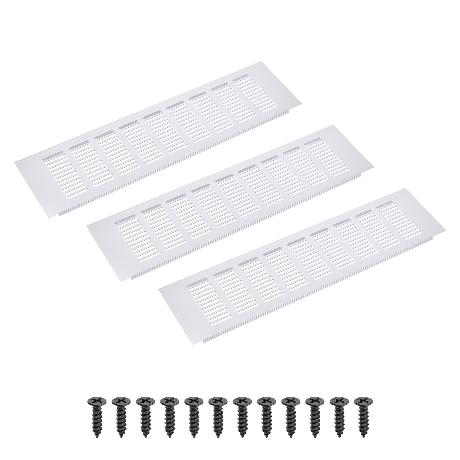 Uxcell 16 x 4" Rectangle Ventilation Grille 3Pcs Aluminum Air Vent Cover Silver