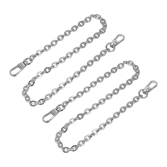 Uxcell 16"x0.24" Purse Chain Strap, 2Pack Purse Handle Shoulder Bag Replacement Strap(Silver)