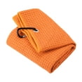 thumbnail image 1 of Uxcell 16"x16" Golf Towels Tri Fold Waffle Pattern Towels Soft Fiber with D Clip Orange, 1 of 5