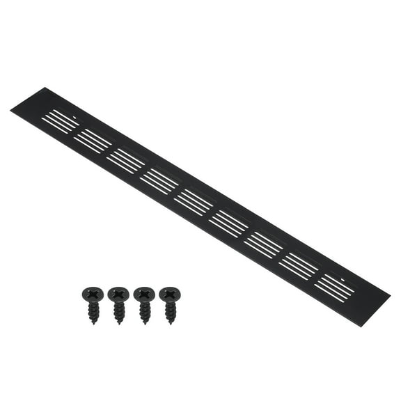 Uxcell 16"x2" Rectangle Air Vent Cover Door Grille Ventilation Cover Louvered with Screws for Cabinet Black