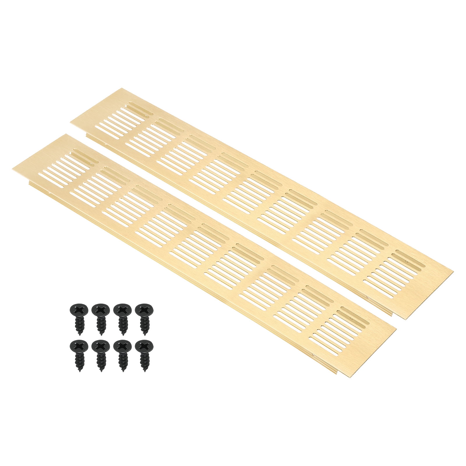 Uxcell 16"x3" Rectangle Air Vent Cover 2pcs Door Grille Ventilation Cover Louvered with Screws for Cabinet Gold Tone