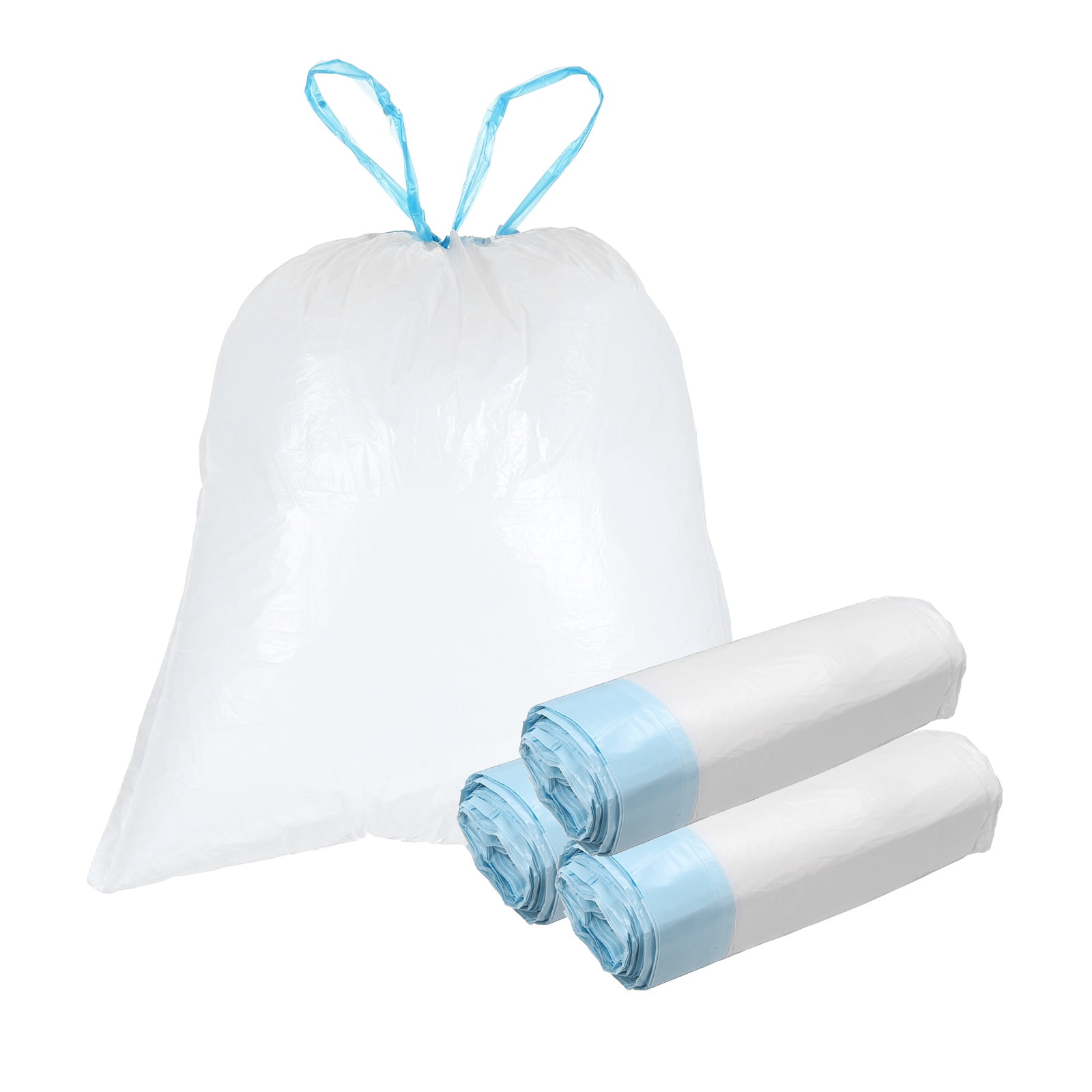 Uxcell 160 Count Trash Bags with Drawstring, 5.2 Gallon 20" Garbage Bags Unscented Tear-Free Design for Home Office Kitchen, White