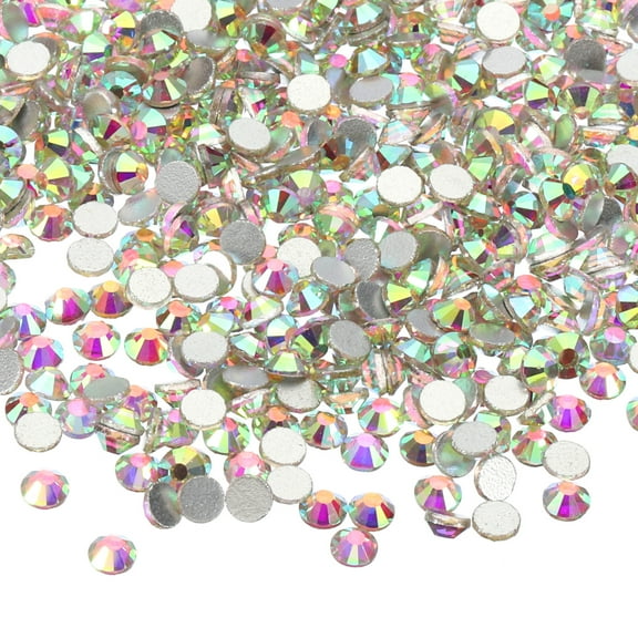 Uxcell 1600Pcs SS16 Round Flatback Crystal 3.8-4.0-mm Glass Rhinestones Silver AB