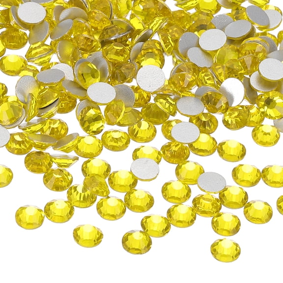 Uxcell 1600Pcs SS20 Round Flatback Crystal 4.6-4.8mm Glass Rhinestones Yellow