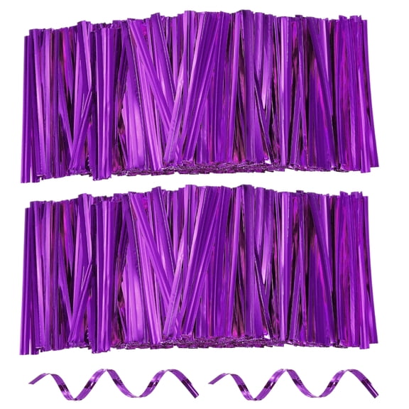 Uxcell 1600pcs Bag Twist Ties 2.4" Reusable Metallic Twist Ties Wire Cable Ties Plastic Bag Sealers for Party Bread Candy Cake Present Supplies, Purple
