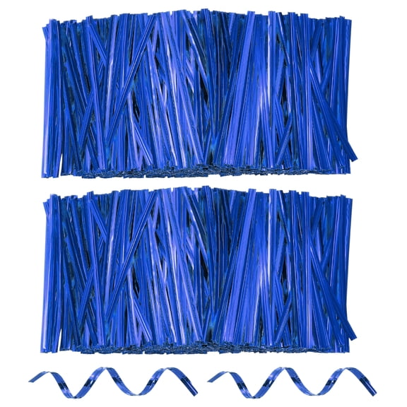 Uxcell 1600pcs Bag Twist Ties 3" Reusable Metallic Twist Ties Wire Cable Ties Plastic Bag Sealers for Party Bread Candy Cake Present Supplies, Blue