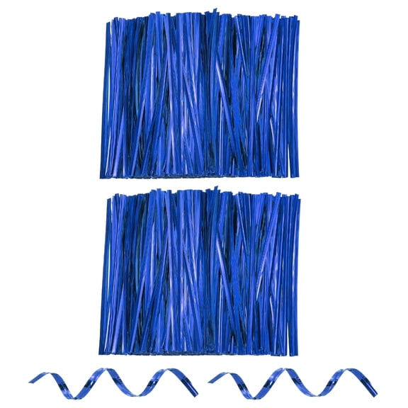 Uxcell 1600pcs Bag Twist Ties 4.7" Reusable Metallic Twist Ties Wire Cable Ties Plastic Bag Sealers for Party Bread Candy Cake Present Supplies, Blue