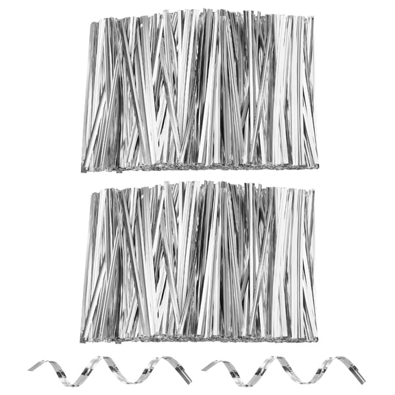 Uxcell 1600pcs Bag Twist Ties 4" Reusable Metallic Twist Ties Wire Cable Ties Plastic Bag Sealers for Party Bread Candy Cake Present Supplies, Silver Tone