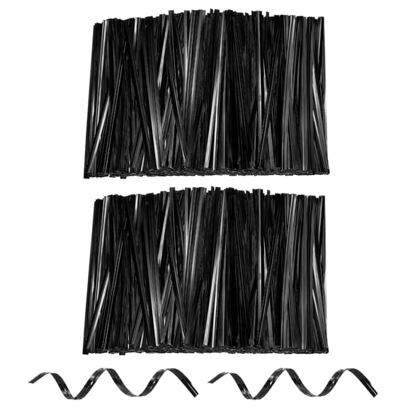 Uxcell 1600pcs Bag Twist Ties 4" Reusable Metallic Twist Ties Wire Cable Ties Plastic Bag Sealers for Party Bread Candy Cake Present Supplies, Black