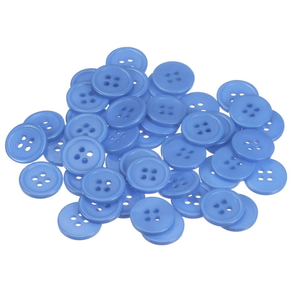 Uxcell 160pcs 24L Sewing Buttons 5/8"(15mm) Resin Round Flat 4-Hole Craft Buttons for Sewing Clothing and DIY Light Blue
