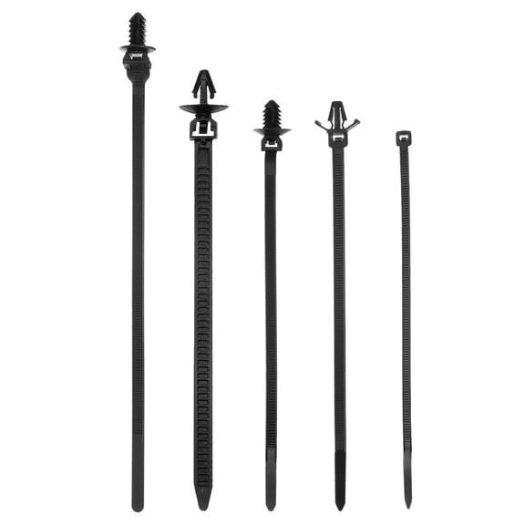 Uxcell 160pcs Push Mount Cable Zip Tie Set 5 Size Nylon Self Locking Cable Strap Universal Threaded/Arrow Style Heavy Duct Snap in Cable Zip Ties