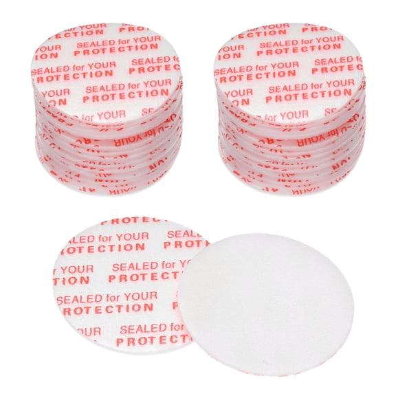 Uxcell 168 Pcs Foam Lid Liner, 26mm/1" Pressure Seal Cap Liners Self-Adhesive Waterproof Gasket for Jar Bottle Lid Food Container, Red Text