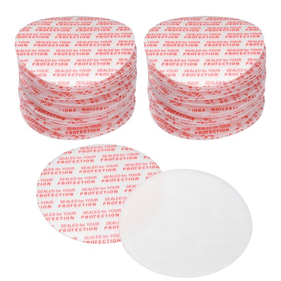 Uxcell 168 Pcs Foam Lid Liner, 50mm/2" Pressure Seal Cap Liners Self-Adhesive Waterproof Gasket for Jar Bottle Lid Food Container, Red Text