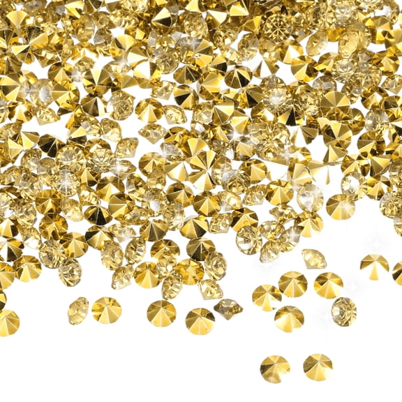 Uxcell 16800 Pcs Wedding Table Scatter Confetti Diamond, 3mm Mini Crystals Acrylic Fake Diamonds Rhinestones for Table Centerpiece Decorations Vase Filler Beads(Gold Tone)