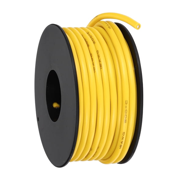 Uxcell 16 AWG Flexible Silicone Wire 9m/30ft Tinned Copper Electrical Wire Yellow