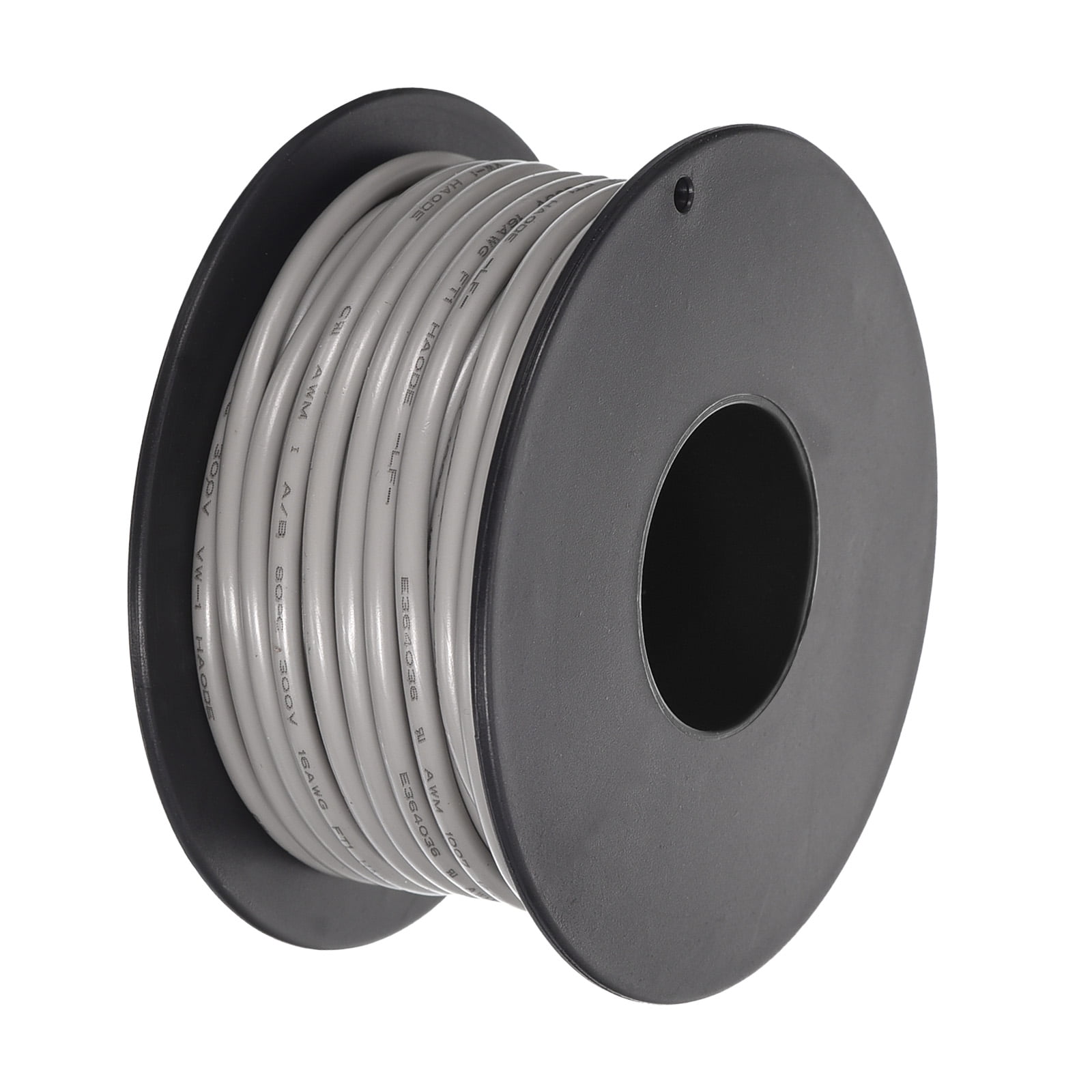 Uxcell 16AWG Stranded Wire Hookup 10M/33ft Grey Electrical Wire UL1007 ...