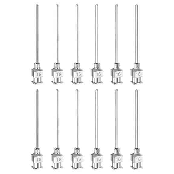 Uxcell 16G Stainless Steel Dispensing Needles, 1 1/2" Glue Needle Tube Blunt Tip 12 Pack