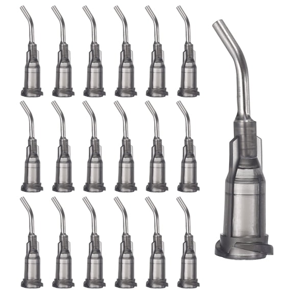 Uxcell 16Ga Angled Dispensing Needles, 66Pcs 0.5Inch 45 Curved Industrial Blunt Tip Dispensing Needle Tips with Luer Lock Needle for Refilling Liquid Inks Adhesive Glue Oil, Gray