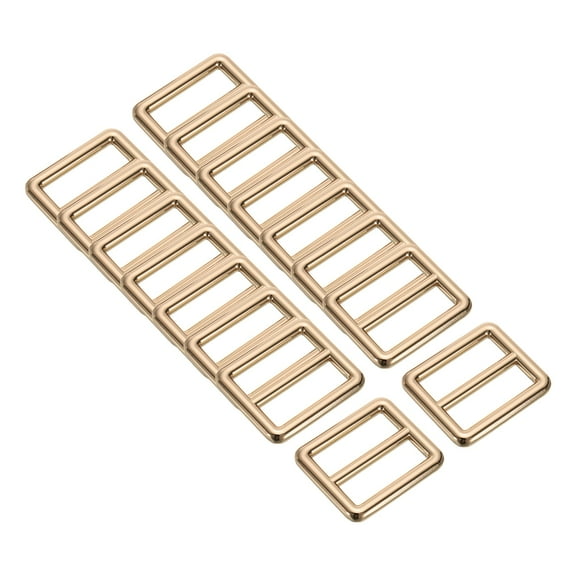 16PCS Zinc Alloy Slide Adjustable Buckle 1" Adjuster Webbing Strap Slider for Belt Bags Backpack Replacement Light Gold