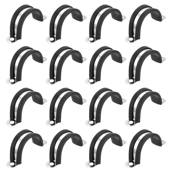Uxcell 16Pack 30mm Cable Clamps, Stainless Steel Rubber Cushioned U-Tube Strap Clamp