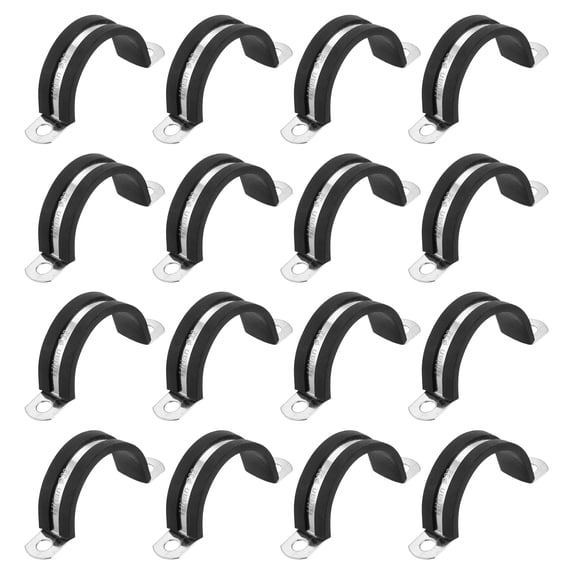Uxcell 16Pack 32mm Cable Clamps, Stainless Steel Rubber Cushioned U-Tube Strap Clamp