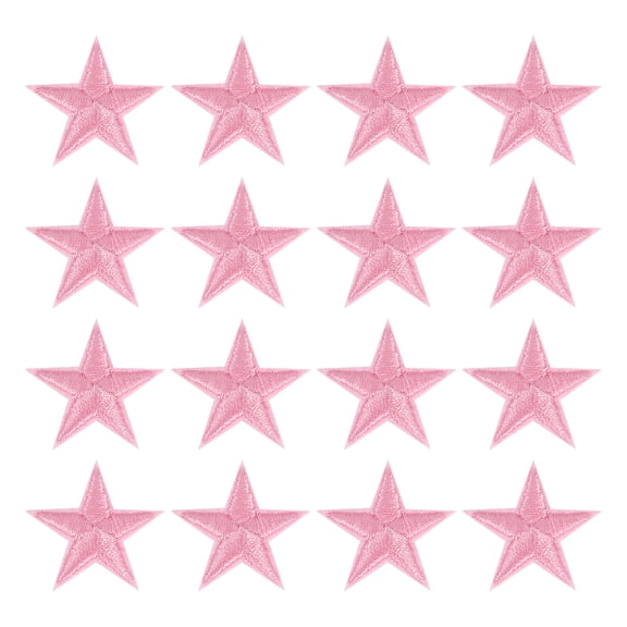 Uxcell 16Pack Iron on Star Patches, Sew on Star Embroidered Patches, DIY Applique Repair Patch for Crafts, 29mm Pink
