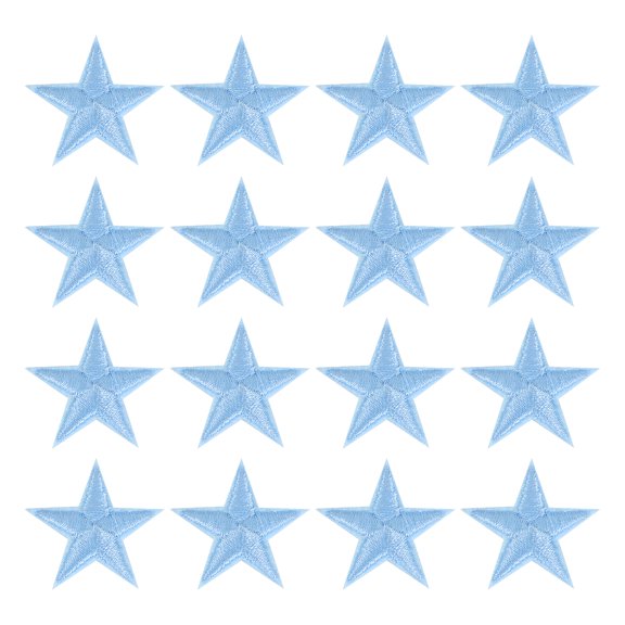 Uxcell 16Pack Iron on Star Patches, Sew on Star Embroidered Patches, DIY Applique Repair Patch for Crafts, 29mm Sky Blue